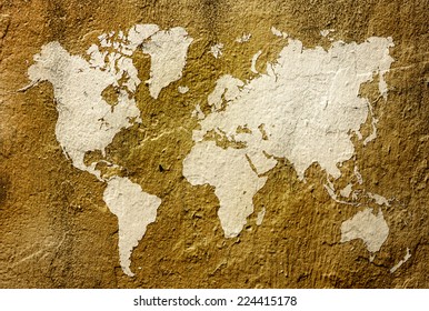 painted wall  with world map