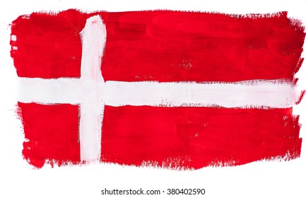 Painted Water Colors Country Flag Of Denmark