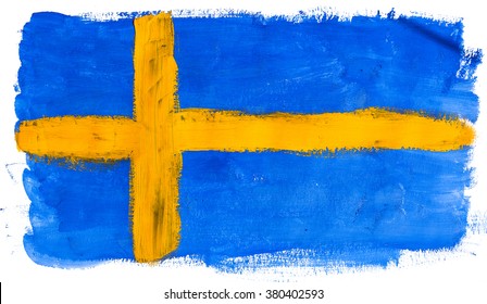 Painted Water Colors Country Flag Of Sweden