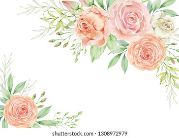 Painted Watercolor Composition Flowers Pastel Colors Stock Illustration ...