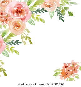 Painted Watercolor Composition Flowers Pastel Colors Stock Illustration ...