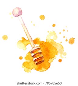 Painted Watercolor Stick With Honey