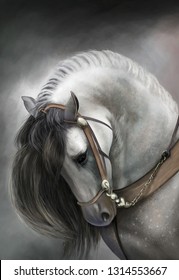 Painted white horse