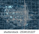 Painterly Style City Map of Greeley Colorado, USA in a Blue Color Scheme.