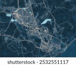 Painterly Style City Map of Lake Jackson Texas, USA in a Blue Color Scheme.