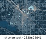 Painterly Style City Map of Nampa Idaho, USA in a Blue Color Scheme.