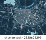 Painterly Style City Map of Owensboro Indiana, USA in a Blue Color Scheme.