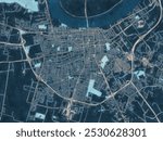 Painterly Style City Map of Owensboro Kentucky, USA in a Blue Color Scheme.