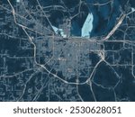 Painterly Style City Map of Pine Bluff Arkansas, USA in a Blue Color Scheme.