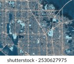 Painterly Style City Map of Pinellas Park Florida, USA in a Blue Color Scheme.