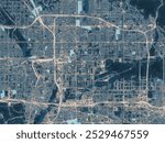 Painterly Style City Map of San Bernardino California, USA in a Blue Color Scheme.