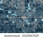 Painterly Style City Map of Southaven Mississippi, USA in a Blue Color Scheme.