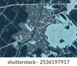 Painterly Style City Map of SV Beloeil Quebec, Canada in a Blue Color Scheme.