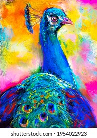 Painting colourful peacock  Modern art 