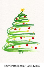 Painting Of A Decorated Christmas Tree