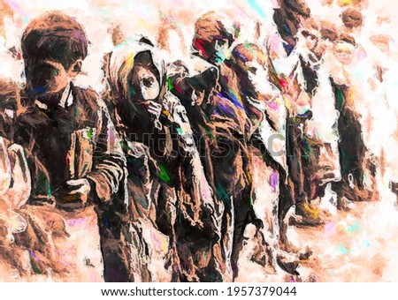 painting . A drawing of children of Armenians in 1915
