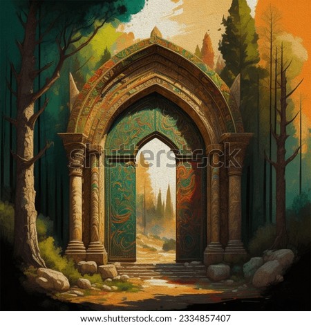 painting. The eastern door is one of the gates of Damascus, Syria.