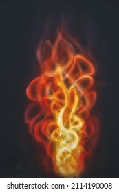 Painting Fire On Black Background, Airbrush Painting.