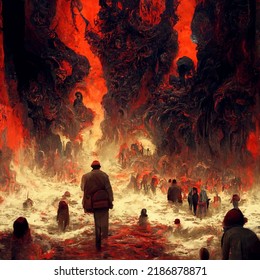 A Painting Of Hell An Illustration Of Suffering And Eternal Damnation