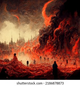 A Painting Of Hell An Illustration Of Suffering And Eternal Damnation