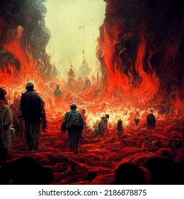 A Painting Of Hell An Illustration Of Suffering And Eternal Damnation