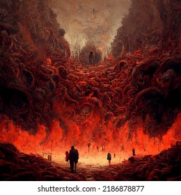 A Painting Of Hell An Illustration Of Suffering And Eternal Damnation