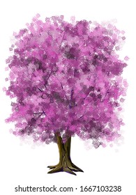 Purple Trees Swingwatercolor Illustration Hand Drawn Stock Illustration ...