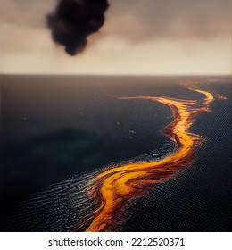 Painting Of An Oil Spill In The Ocean