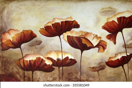 Painting Poppies With Texture Canvas