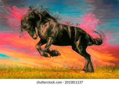 painting . For purebred Arabian horses, the color is black