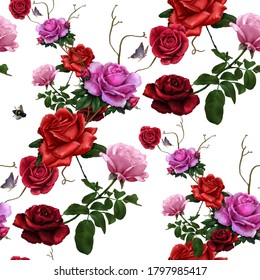 Painting Ros Flowers Seamless Pattern On Stock Illustration 1797985417 ...