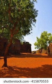 Painting Of Vijaydurg Fort In India.