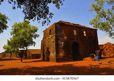 Painting Of Vijaydurg Fort In India.