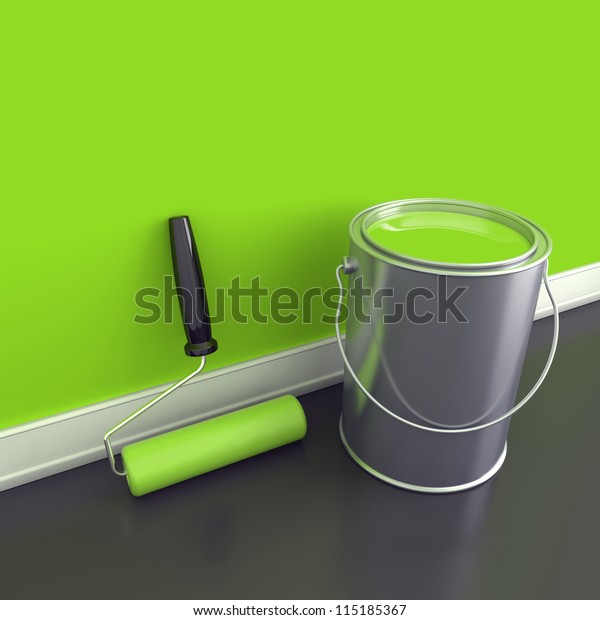 painting-walls-green-paint-decorating-house-stock-illustration