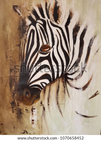 painting of a zebra mix media