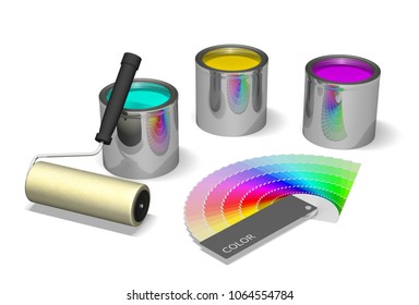 Paints Colors Color Chart Roll 3D Illustration