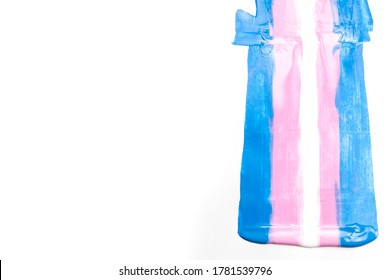 The Paints Colors Of Transgender Flag. Conceptual Illustration Lesbian, Gay, Bisexual, And Transgender Watercolour Poster Design.