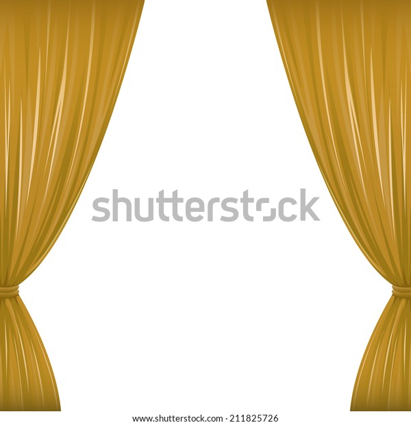 Pair Brown Drapes On White Copy Stock Illustration 211825726