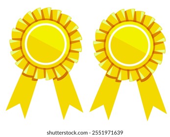 Pair of classic gold ribbons, blank for versatile use in awards, recognitions, or decorative purposes - Powered by Shutterstock