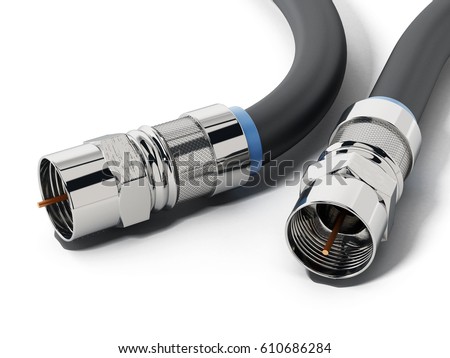 A pair of coaxial cables isolated on white background. 3D illustration. Foto d'archivio © 