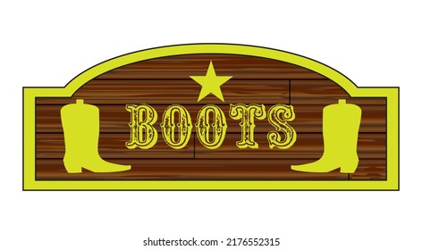 A Pair Of Cowboy Boot In Silhouette On A Boots Store Sign