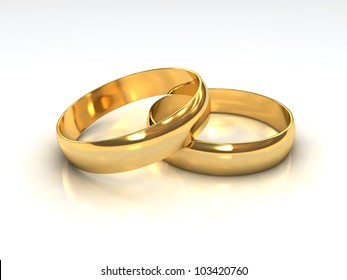 Pair Golden Wedding Rings Layered On Stock Illustration 103420760 ...