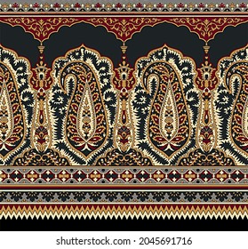 Paisley Border Illustration For Textile Design 