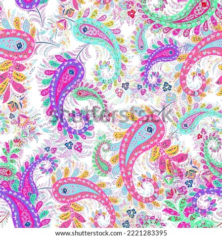 paisley floral ethnic print color şal desen desing Imagine de stoc © 