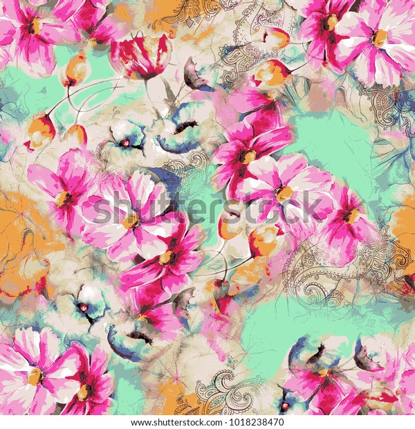 Paisley Floral Pattern Stock Illustration 1018238470