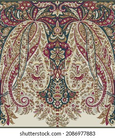 paisley motifs border design for textile prints