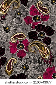 Paisley Pattern Is An Ornamental Textile Design Using  A Teardrop Shaped Elegant Motif With A Curved Upper End. For Fashion Fabric