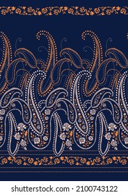 Paisley Pattern Is An Ornamental Textile Design Using  A Teardrop Shaped Elegant Motif With A Curved Upper End. For Fashion Fabric