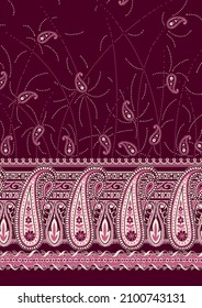 Paisley Pattern Is An Ornamental Textile Design Using  A Teardrop Shaped Elegant Motif With A Curved Upper End. For Fashion Fabric