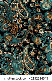 Paisley Pattern Is An Ornamental Textile Design Using A Teardrop Shaped Elegant Motif With A Curved Upper End. For Fashion Fabric